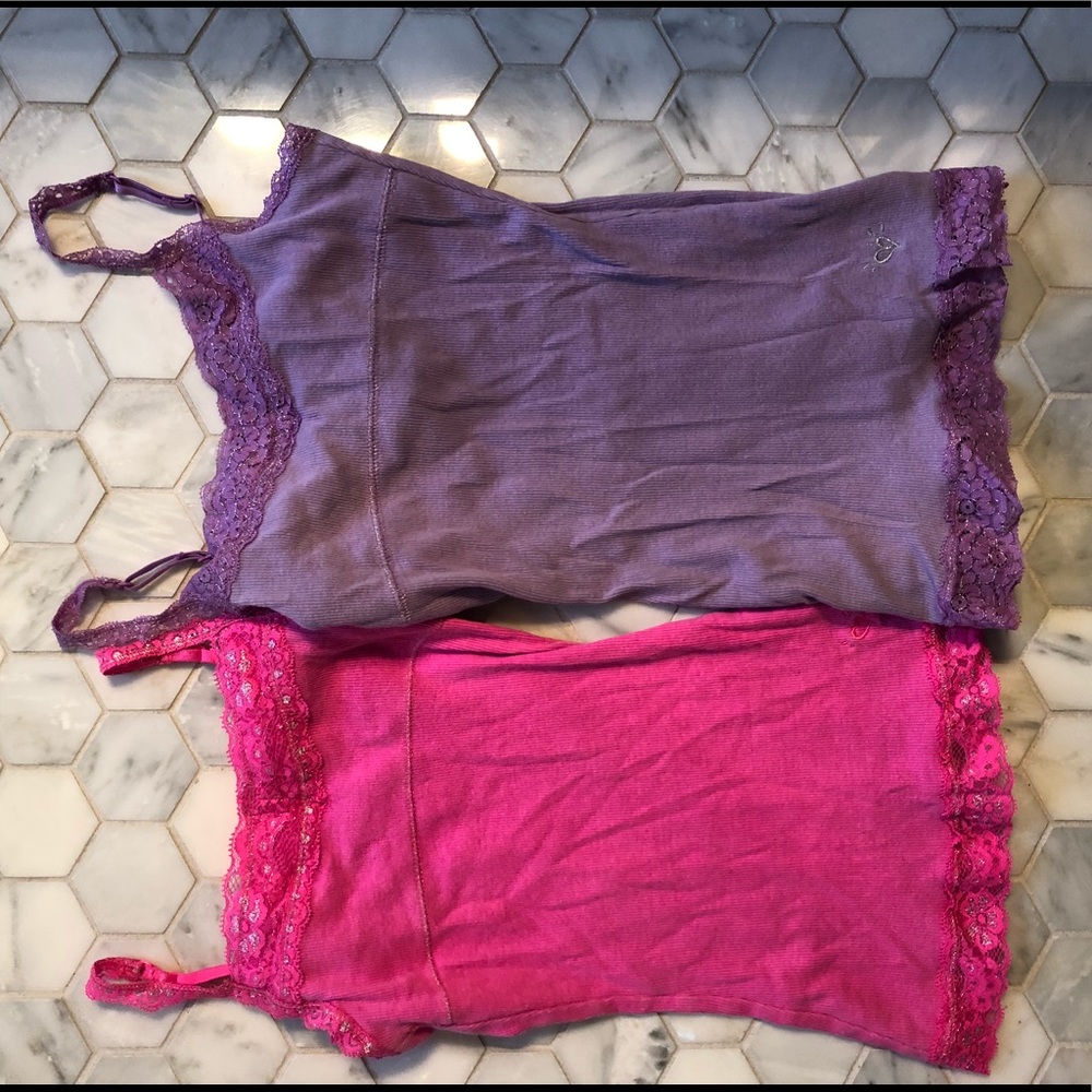 Set of Justice tank tops, size 8, purple + pink